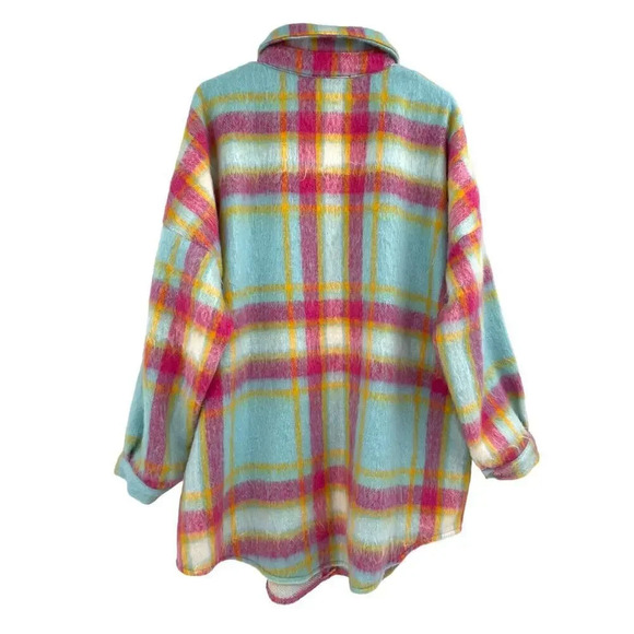 J. NNA Women's Multicolor Plaid Shirt Jacket Long Sleeve Button Up Size L - Picture 5 of 16